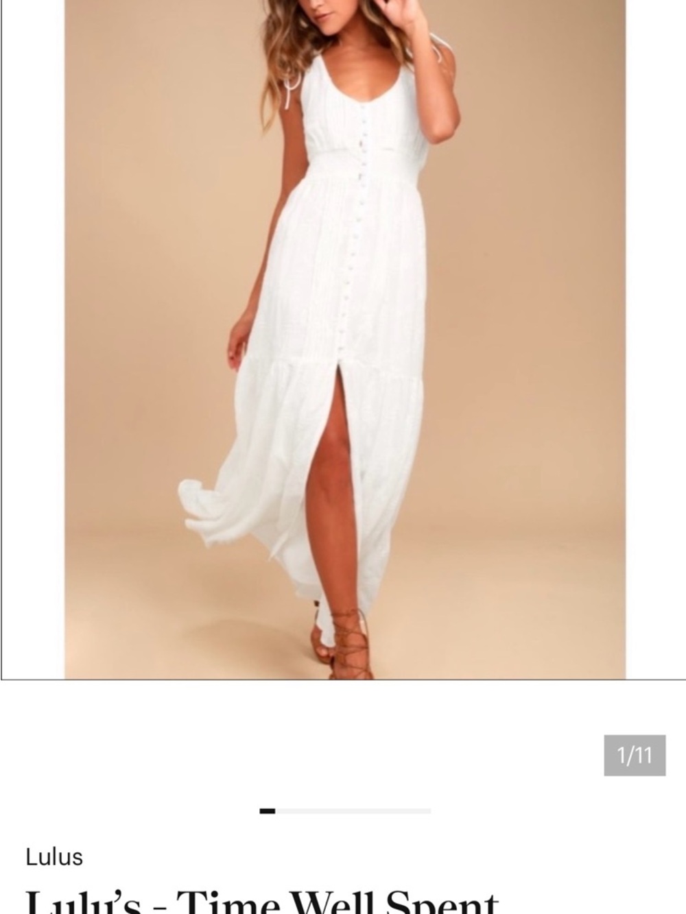 Lulu's White Button-Front Tie-Shoulder Maxi Dress
